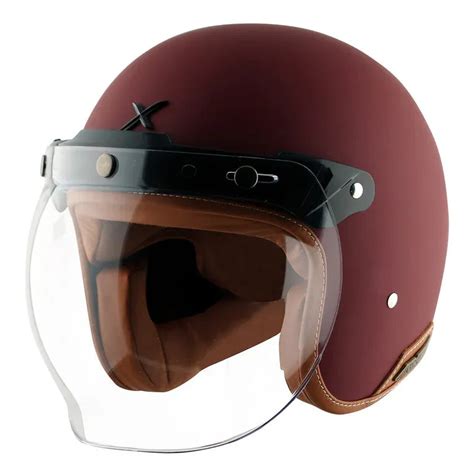 AXOR Retro Jet Leather Dull Chestnut Red Half Face Helmet – Sparkly Helmets