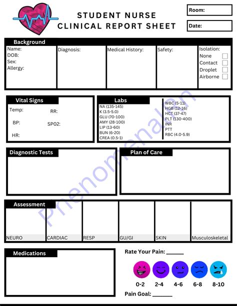 Nursing Student Clinical Report Sheets, Nursing Student, Report Sheet, Nursing, Nursing Gift ...