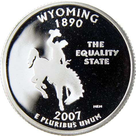 2007 S Wyoming State Quarter Silver Proof 25c Coin