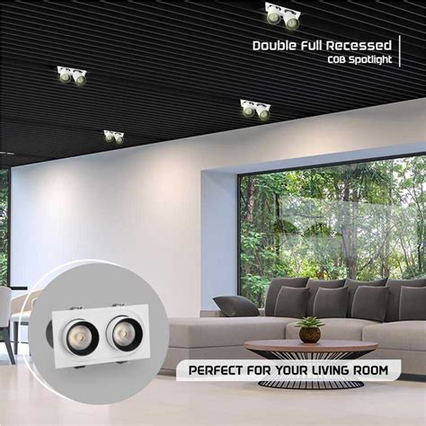 Adjustable Double Full Recessed COB Spotlight - Indoor Ceiling Focus ...