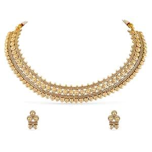 Rubans Gold Plated Necklace Set Traditional Jewellery with Floral Coin ...