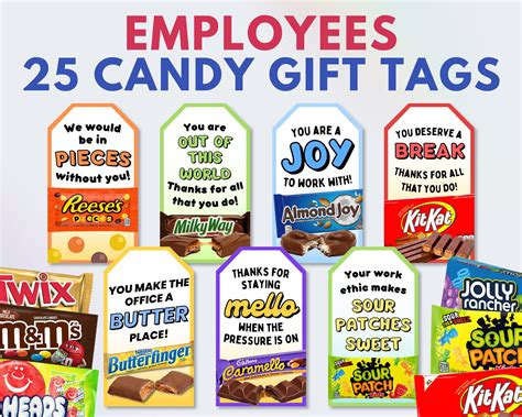 25 Employee Candy Bar Gift Tags Employee Appreciation Tag - Etsy Australia
