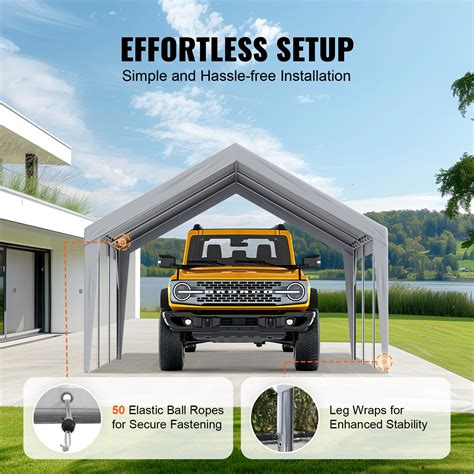 VEVOR Carport Replacement Canopy Cover 13 x 20 ft, Garage Top Tent ...