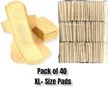 safe women Organic Sanitary Pads-XL Size-Bamboo Fiber 100% Natural 40 ...