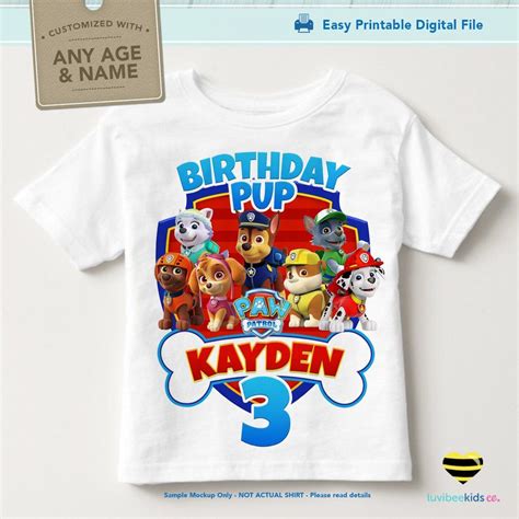 Printable Paw Patrol Birthday Shirt Template - Printable Holiday Crafts