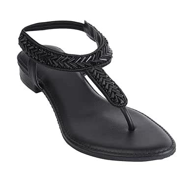 Buy AIWIE womens Embellished Ethnic Flat Sandals | Stylish Slip-On Toe ...