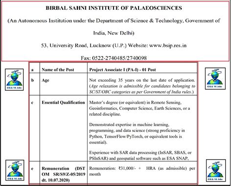 Vacancy for PA-I at BSIP, Lucknow