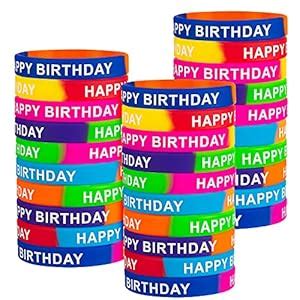 40 Pieces Happy Birthday Rubber Bracelets, Colored Happy Birthday ...