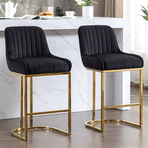 Amazon.com: ROCITY Black and Gold Counter Height Bar Stools Set of 2 ...