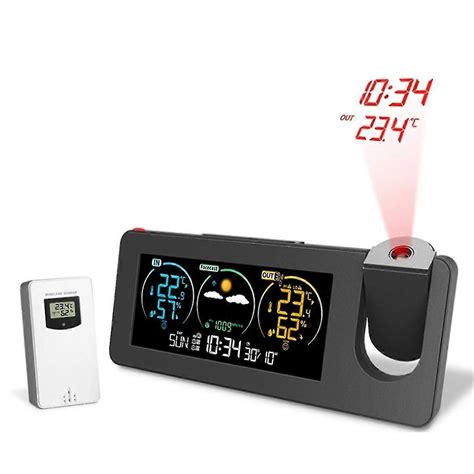 ZX3538 New Electronic Projection Clock Weather Station Weather Forecast Temperature and Humidity ...