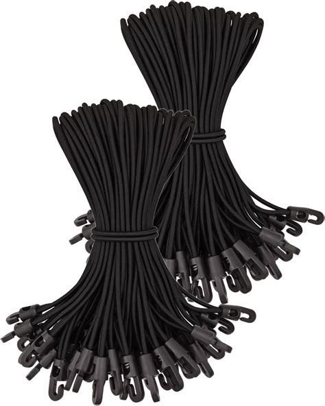 Bungee Cords with Hooks 100 Pcs - 10 Inch Elastic Bungee Ropes with ...