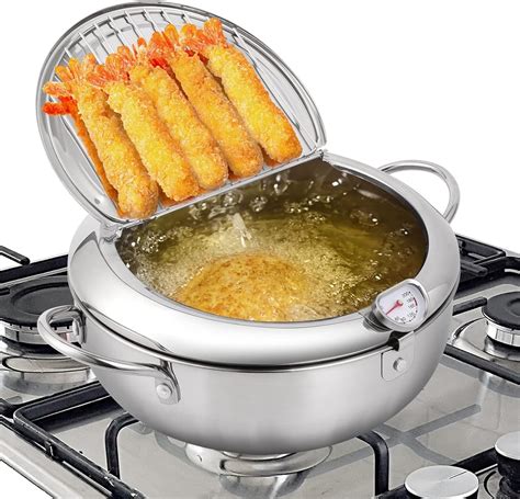 Deep Fryer Pot,Oxydrily Japanese Tempura Deep Fryer Stainless Steel ...