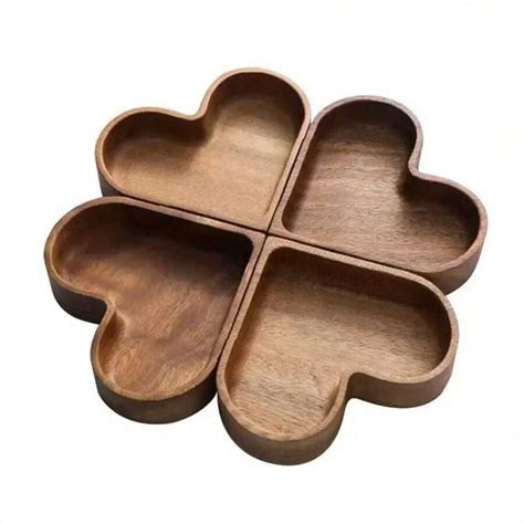 Valentine's Day 1 Piece/4 Piece Heart-Shaped Wooden Tray Set ...