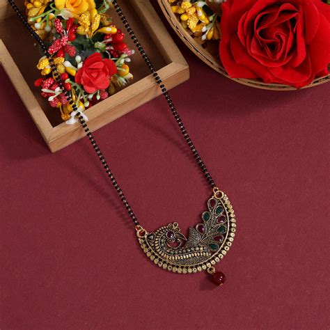 Maroon & Green Color Mangalsutra – Eindiawholesale