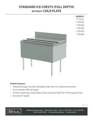 Fillable Online STANDARD ICE CHESTS (FULL DEPTH) WITHOUT COLD PLATE ...