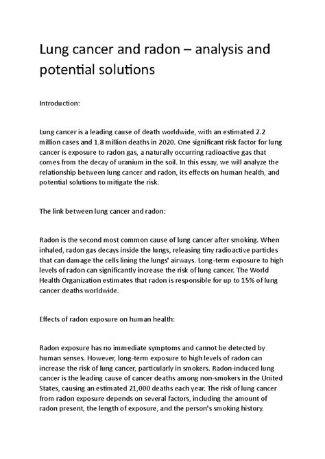 Lung cancer and radon – analysis and potential solutions - Lung cancer ...