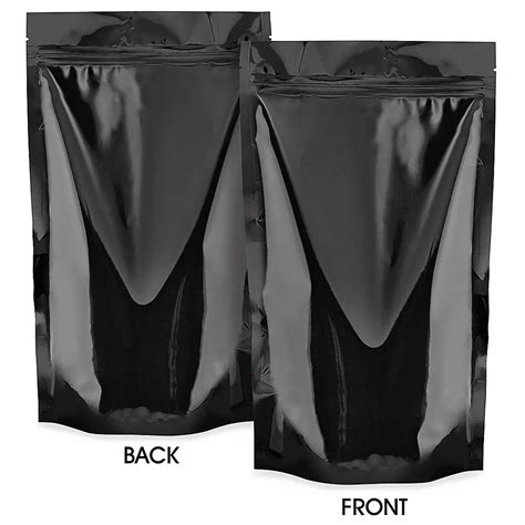 Glossy Stand-Up Barrier Pouches - 7 x 11 1/2 x 4", Black S-20713BL - ULINE