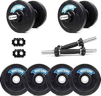 WATSON Home Gym Combo, Dumbbell Set, Black, Adjustable, Rubber Plates ...