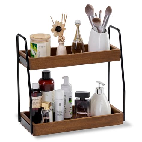 THYOI Acacia Wood 2-Tier Wooden Organizer Countertop 15.4” x 6.7” x 14. ...