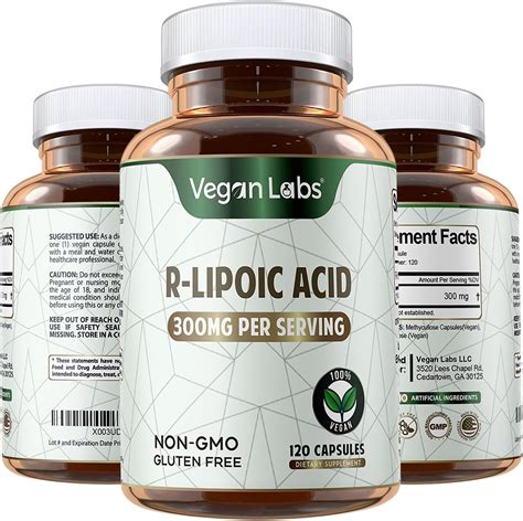 Amazon.com: Vegan Labs R-Lipoic Acid 300MG, 120 Vegan Capsules- Supports Cellular Energy and ...