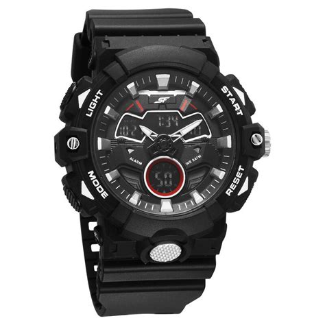 Buy Online SF Analog Digital Black Dial PU Strap Watch For Men ...