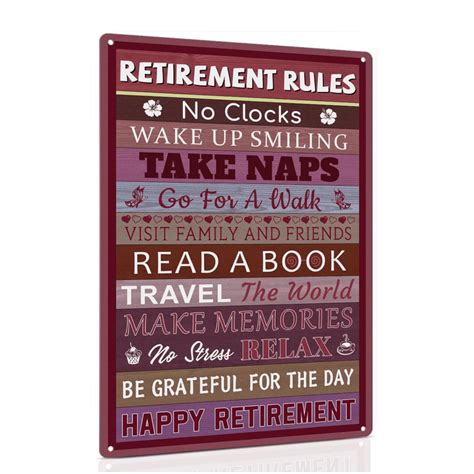 1pc Retro Tin Metal Sign - Retirement Rules Sign, Elegant Retirement ...