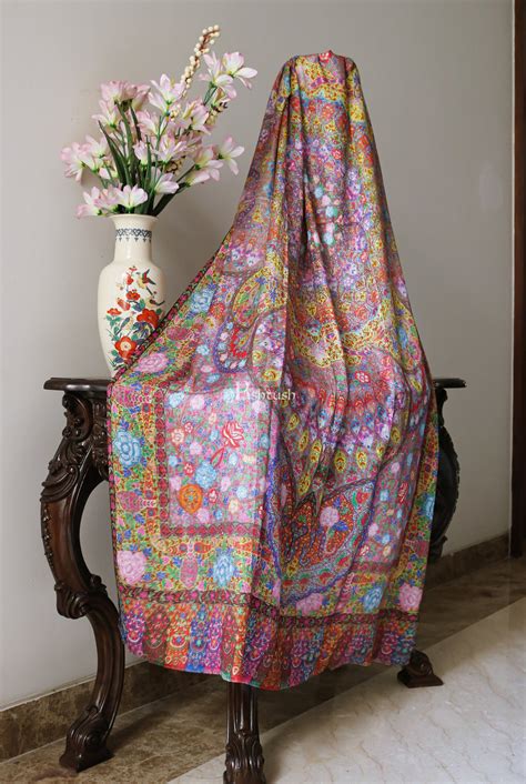 Pashtush women Bamboo shawl, Kalamkari printed design, Multicolour ...