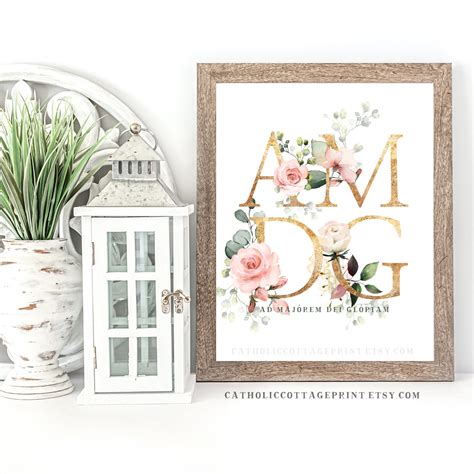 Floral AMDG Printable - Ad Majórem Dei Glóriam Latin meaning for the ...