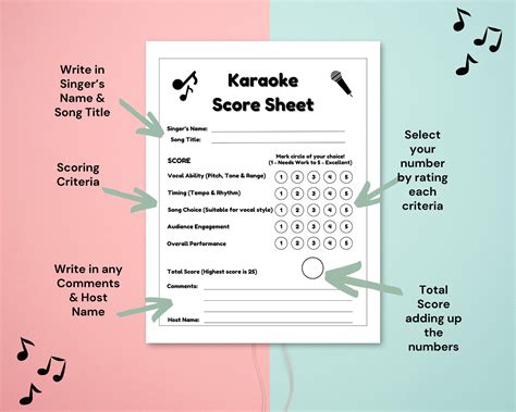 Karaoke Contest Score Sheet, Printable Singing Contest List, Best ...