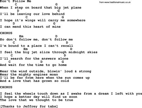 Don't Follow Me - Bluegrass lyrics with chords