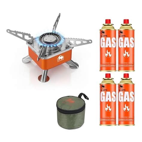 BisonBerg Ultra-Light Folding Camping Butane Gas Stove Burner with 4 ...
