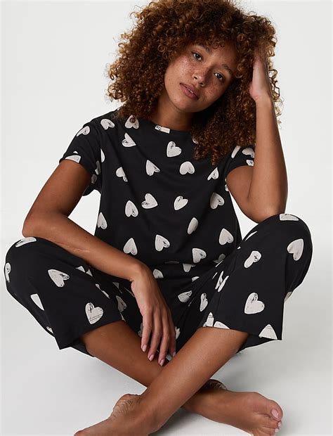 Buy Pure Cotton Printed Cropped Pyjama Set at Marks & Spencer