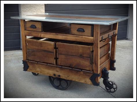 Wood classic kitchen islands cart | Rustic kitchen island, Portable ...