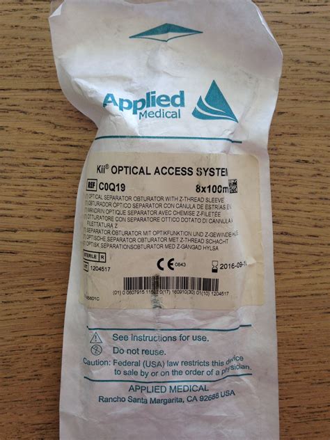 New APPLIED MEDICAL C0Q19 Kii Optical Access System 8 x 100mm. Optical Separator Obturator With ...