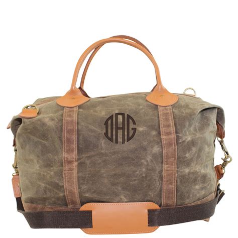Personalized Weekender Bag | Waxed Canvas Olive