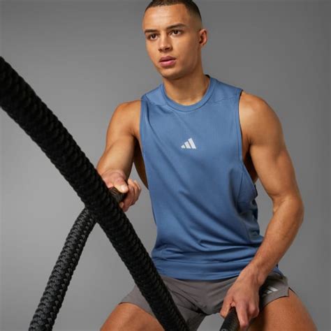 adidas Designed for Training Workout HEAT.RDY Tank Top - Blue | Free ...