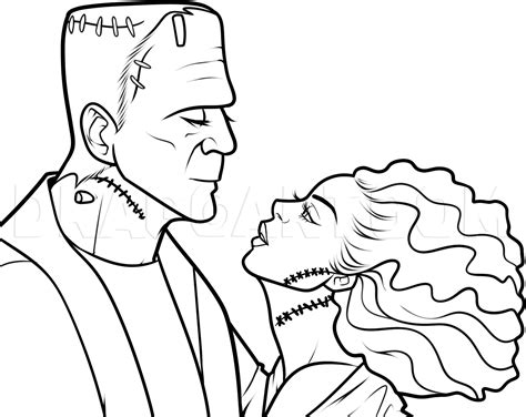 How To Draw Frankenstein And His Bride, Step by Step, Drawing Guide, by ...