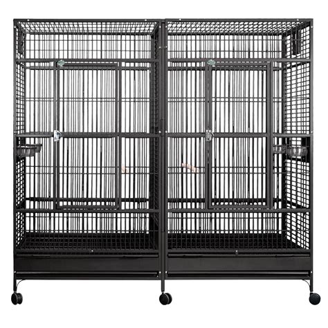 8040FL Black - 80"x40"x74" Double Macaw Cage with Divider