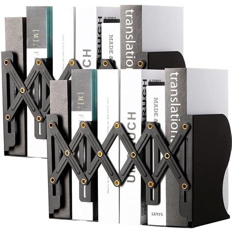Chitidr 2 Pieces Adjustable Bookend Expandable Metal Bookend Desktop ...