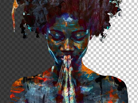 Abstract portrait of a woman praying with closed eyes cut out stock png ...