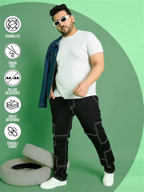 Men Plus Size Moist Solid Jeans – bigbanana