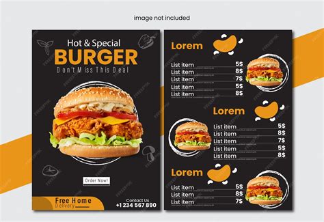 Burger food menu flyer design template | Premium Vector