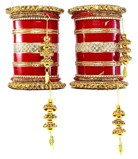 Buy Imprexis Store Red Designer Punjabi Chuda for Wedding with Lac ...