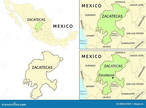 Mapa Durango Zacatecas Mexico