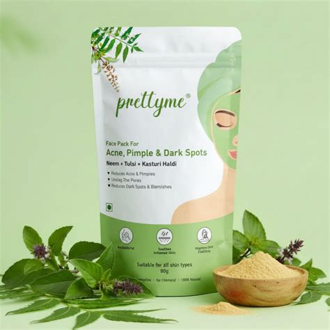 Neem, Tulsi & Kasturi Haldi Powder Face Pack for Acne Pimple Free Skin ...