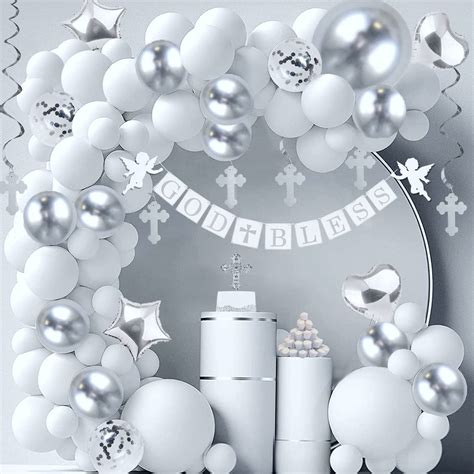 Buy Elkanah All White Christening Decorations for Boys Girls First ...