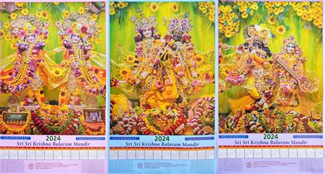ISKCON VRINDAVAN ONE BIG SHEET 2025 CALENDAR II 35X22 INCHES (ALL 3 IN ...