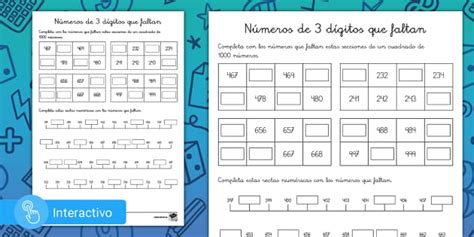 Ficha de actividad: Números de 3 dígitos (teacher made)
