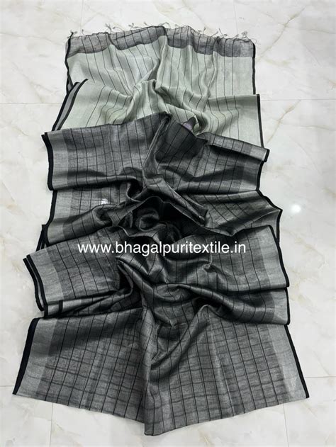Woven Wishper Linen Tissue check saree (Search Code-1062) – Bhagalpuri ...