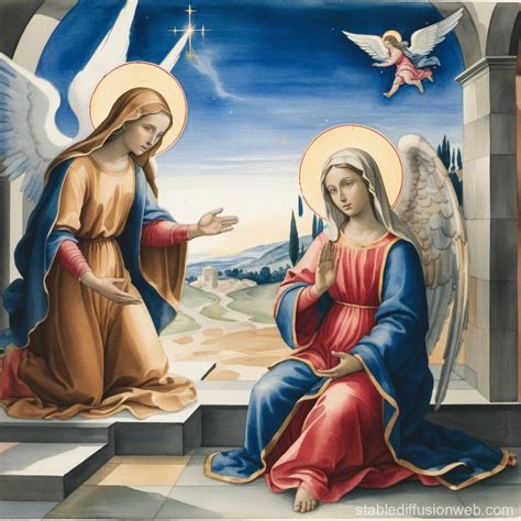 Annunciation Watercolor Art | Stable Diffusion Online